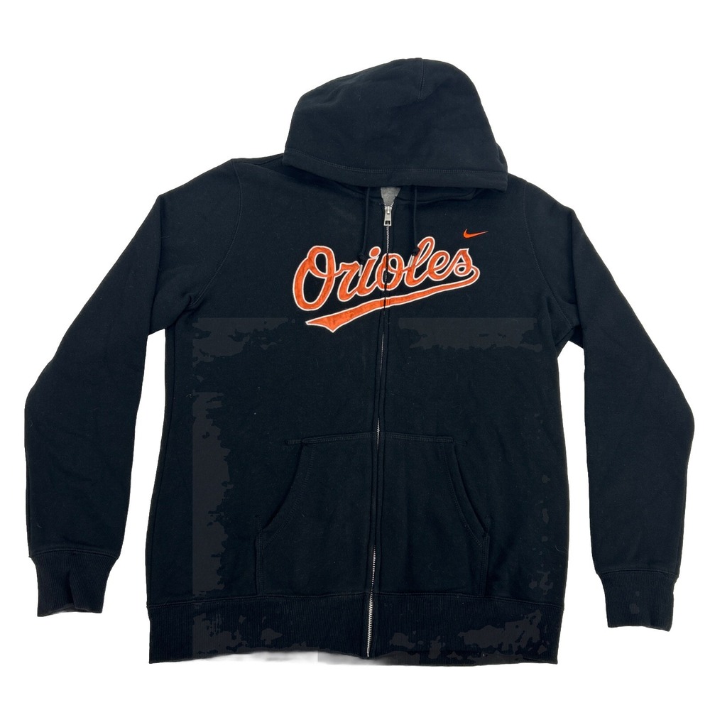 Baltimore Orioles Jacket Women's XXL 2XL Black‎ Nike Full Zip Fleece Hooded MLB